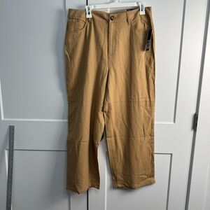 Jones New York Signature Brown High Rise Crop Linen Blend Pants Size 10 NWT